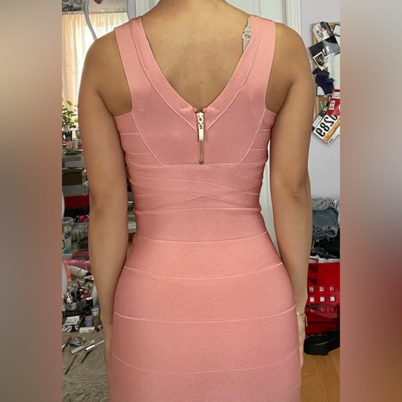 Bebe bandage dress in salmon/pink. Size XS. - Picture 6 of 7